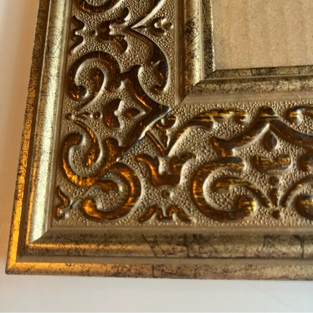 Embossed Frame Wide Border Gold Tone